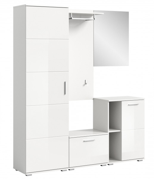 Garderoben Set Weiß Hochglanz