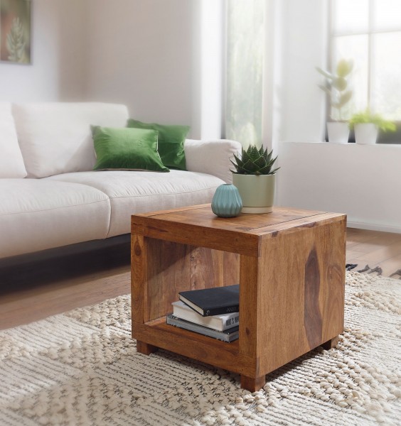 Couchtisch Massiv-Holz Sheesham 50 cm breit Wohnzimmer ...