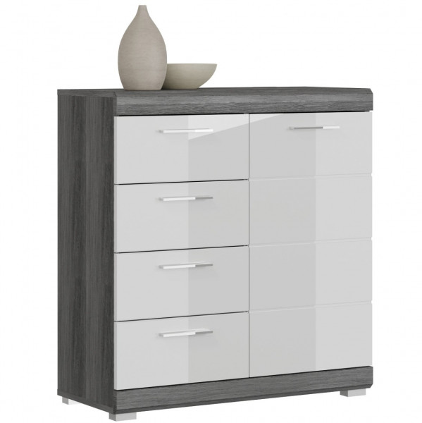 Kommode Weiß Hochglanz Rauchsilber