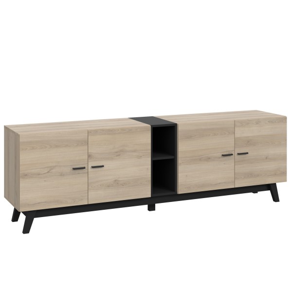 TV Lowboard Sonoma Eiche und Schwarz
