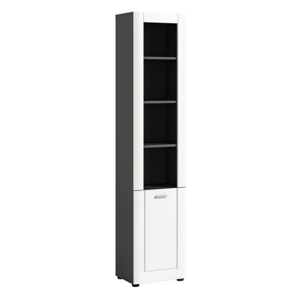 Hochschrank grau Melamin weiß matt
