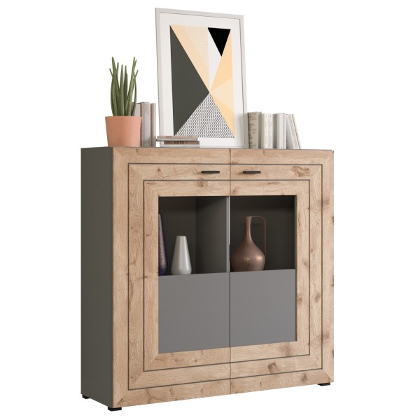 Highboard Grau Eiche