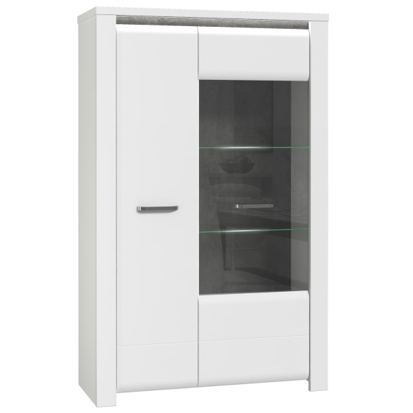 Vitrine Weiß und Betonoptik