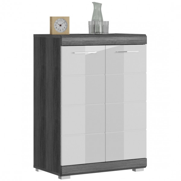 Kommode Weiß Hochglanz Rauchsilber