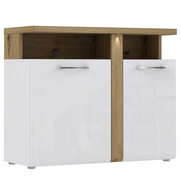 Kommode Weiß und Artisan Eiche