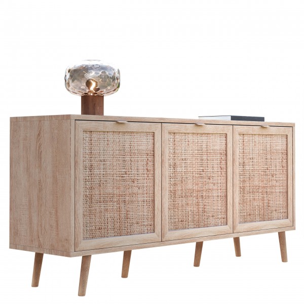 Sideboard Rattan Optik Sonoma Eiche