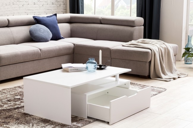 Couchtisch mit Schublade MDF-Holz weiß 100 x 36 x 60 cm modern - Design