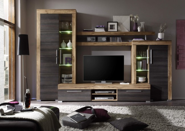 Wohnwand Nussbaum Satin
