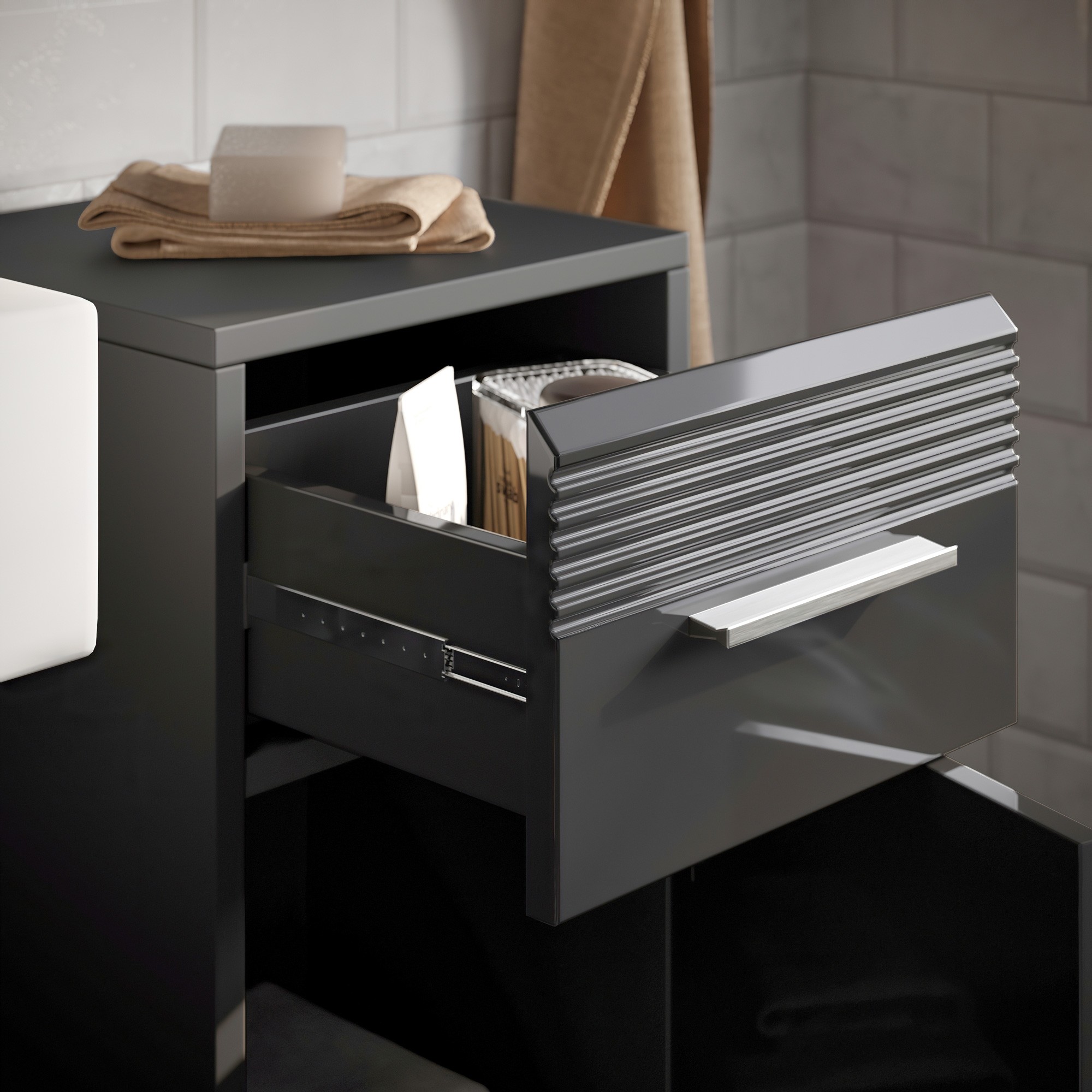 Kommode Schwarz Hochglanz Newfurn