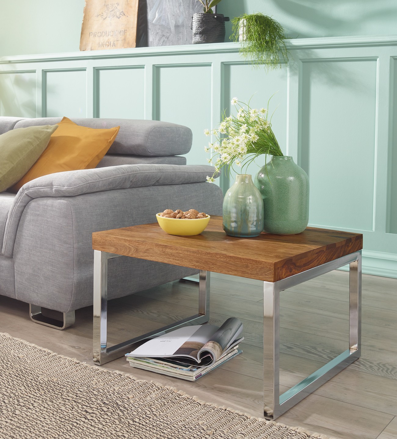 Beistelltisch Massiv-Holz Sheesham Wohnzimmer-Tisch ...