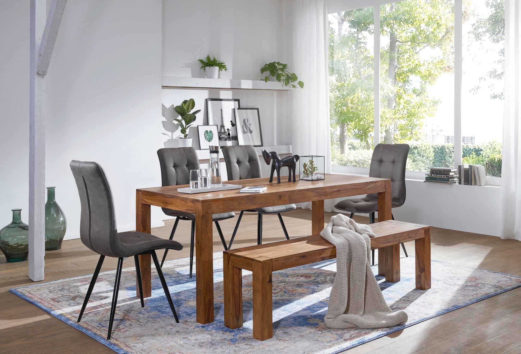 Esstisch Massivholz Sheesham 120 cm Esszimmer-Tisch ...