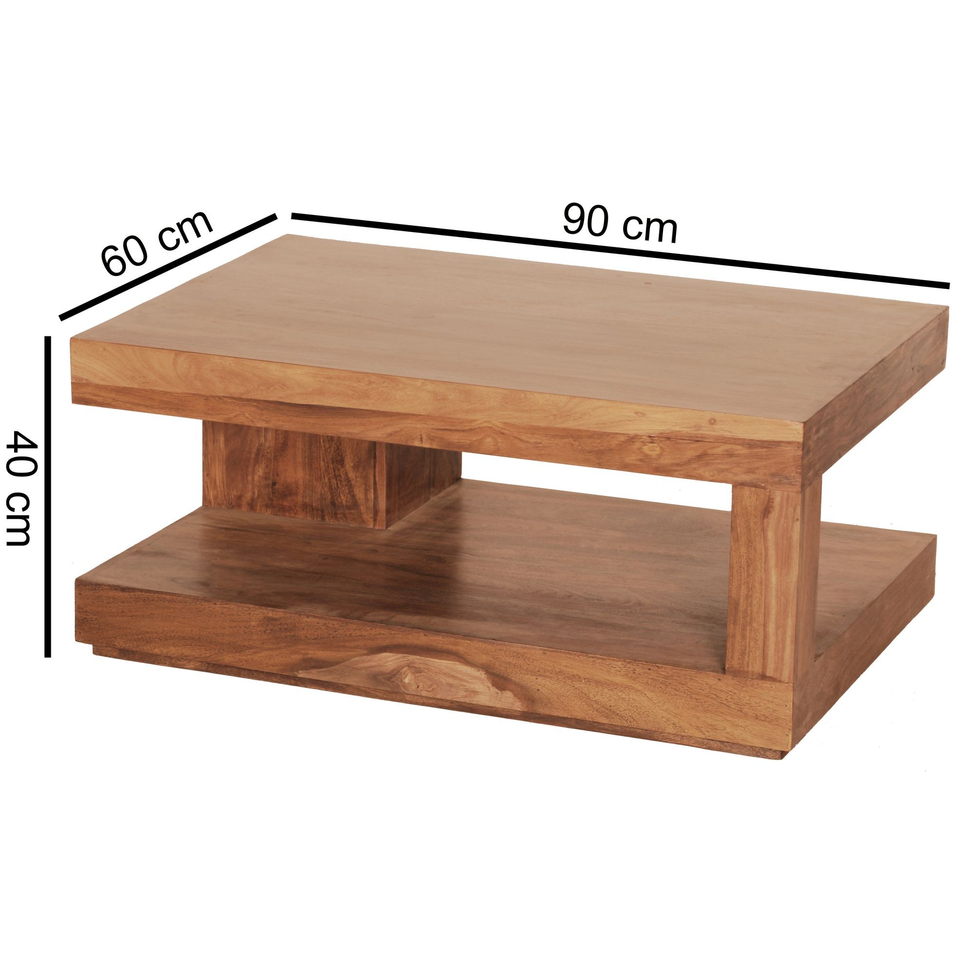 Couchtisch Akazie Massiv-Holz 90 x 60 x 40 cm - Wohnzimmer ...