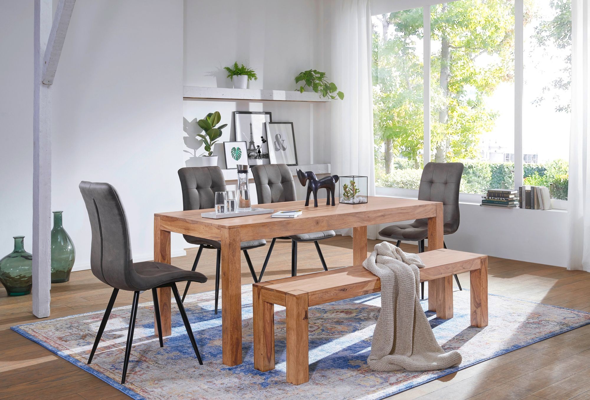 Esstisch Massivholz Akazie 140 cm Esszimmer-Tisch ...