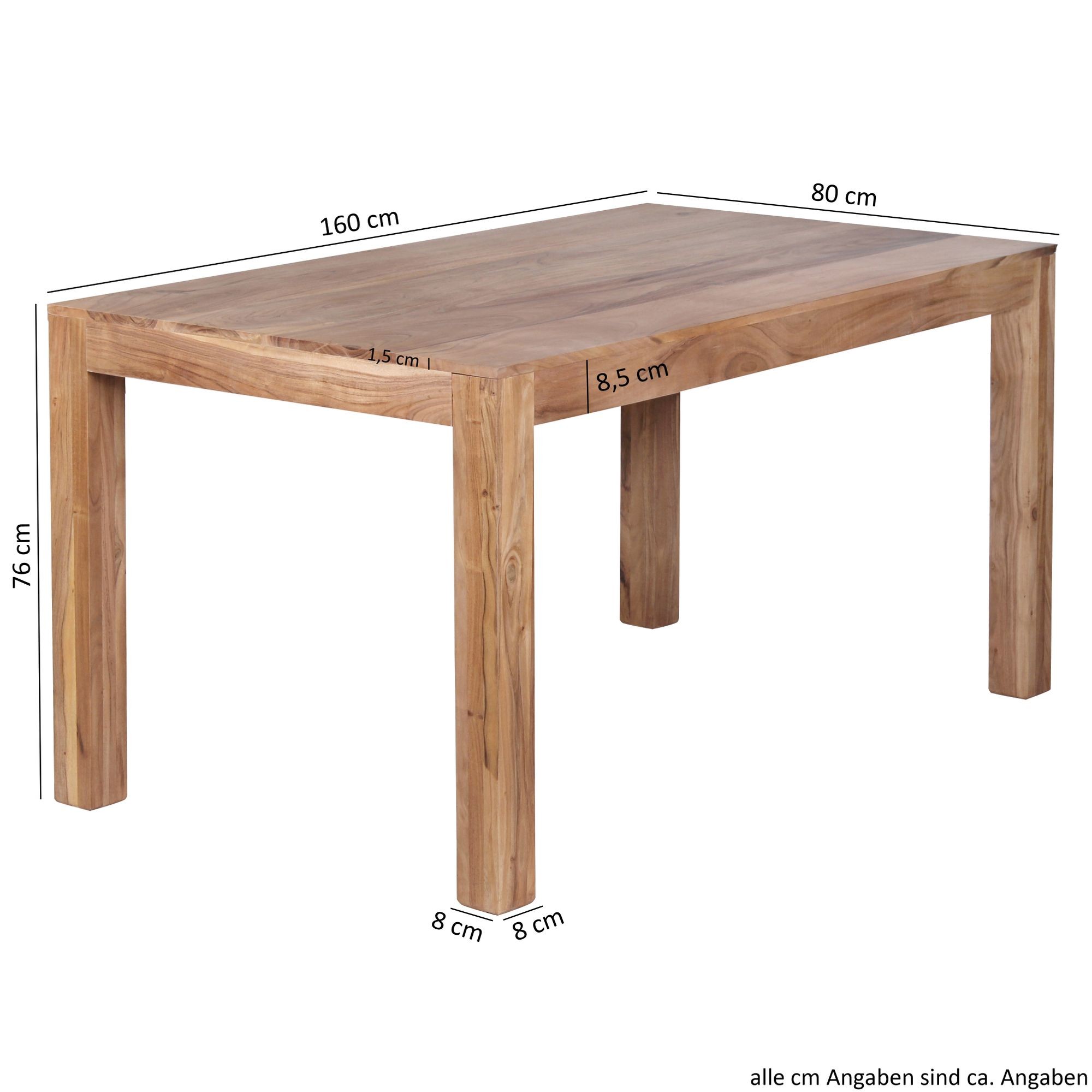 Esstisch Massivholz Akazie 160 cm Esszimmer-Tisch Holztisch Design