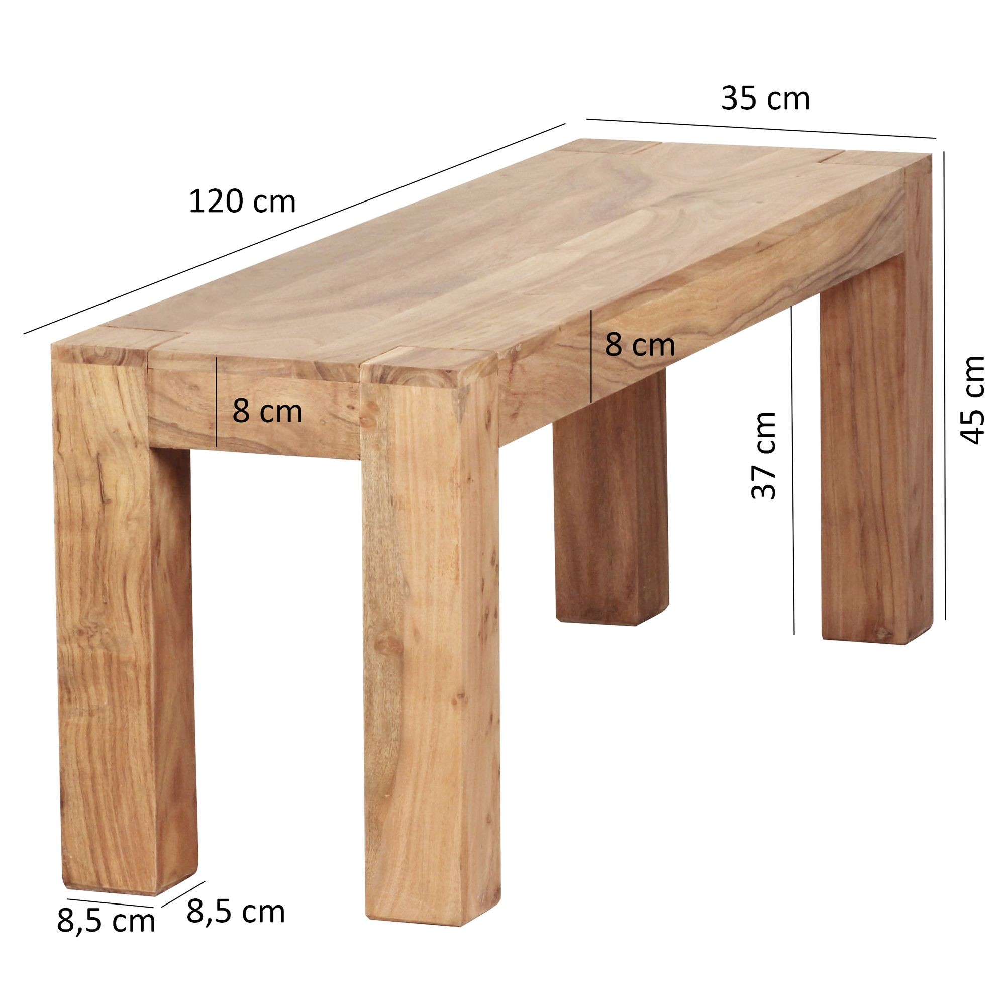 Esszimmer Sitzbank Massiv-Holz Akazie 120 x 45 x 35 cm ...