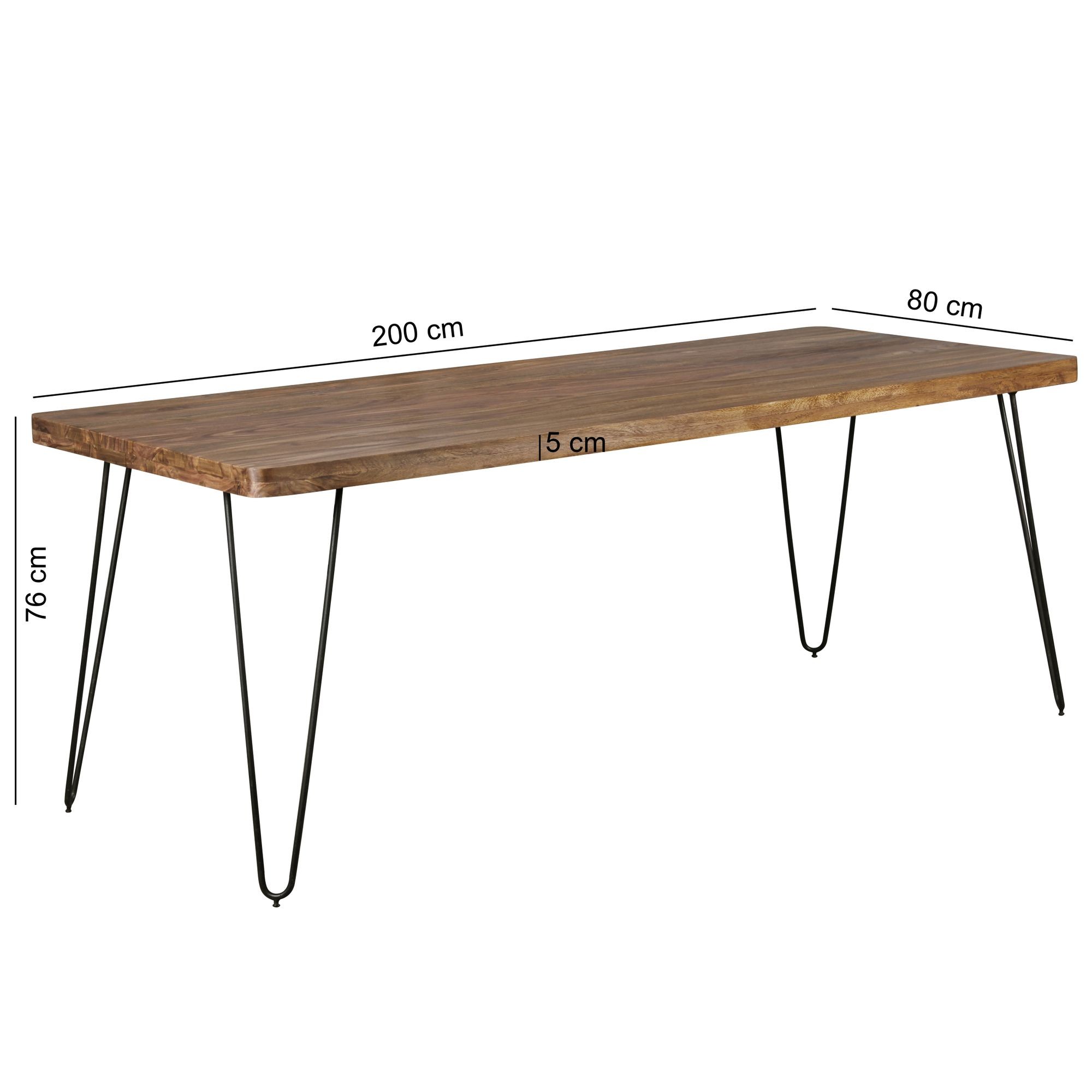Esstisch Massivholz Sheesham 200 cm Esszimmer-Tisch ...