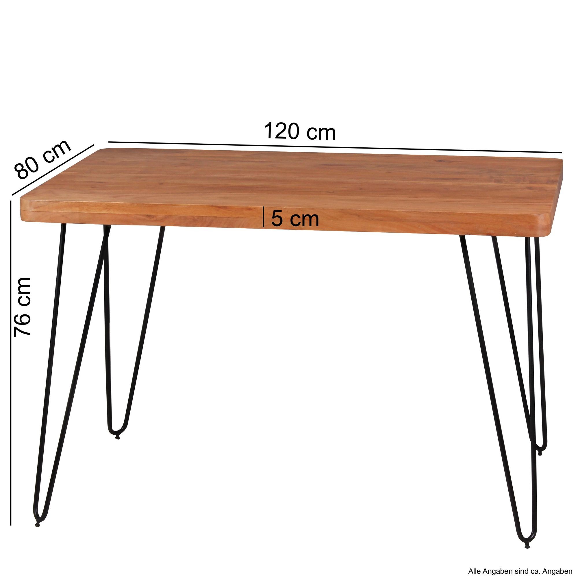 Esstisch Massivholz Akazie 120 cm Esszimmer-Tisch ...