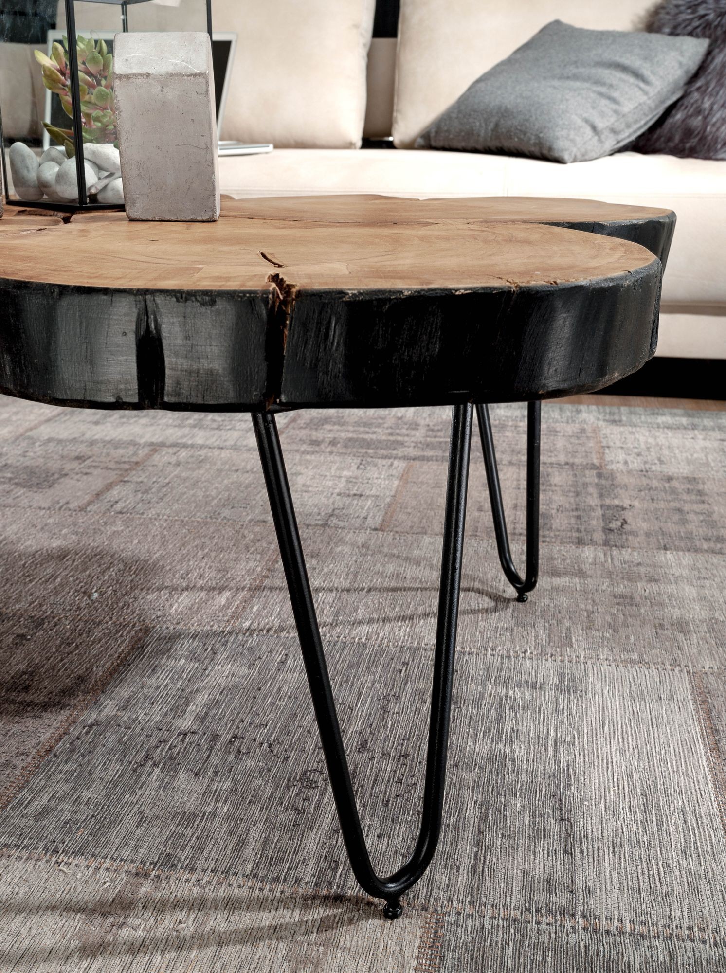 Couchtisch Massiv-Holz Akazie 115 cm breit Wohnzimmer-Tisch Design