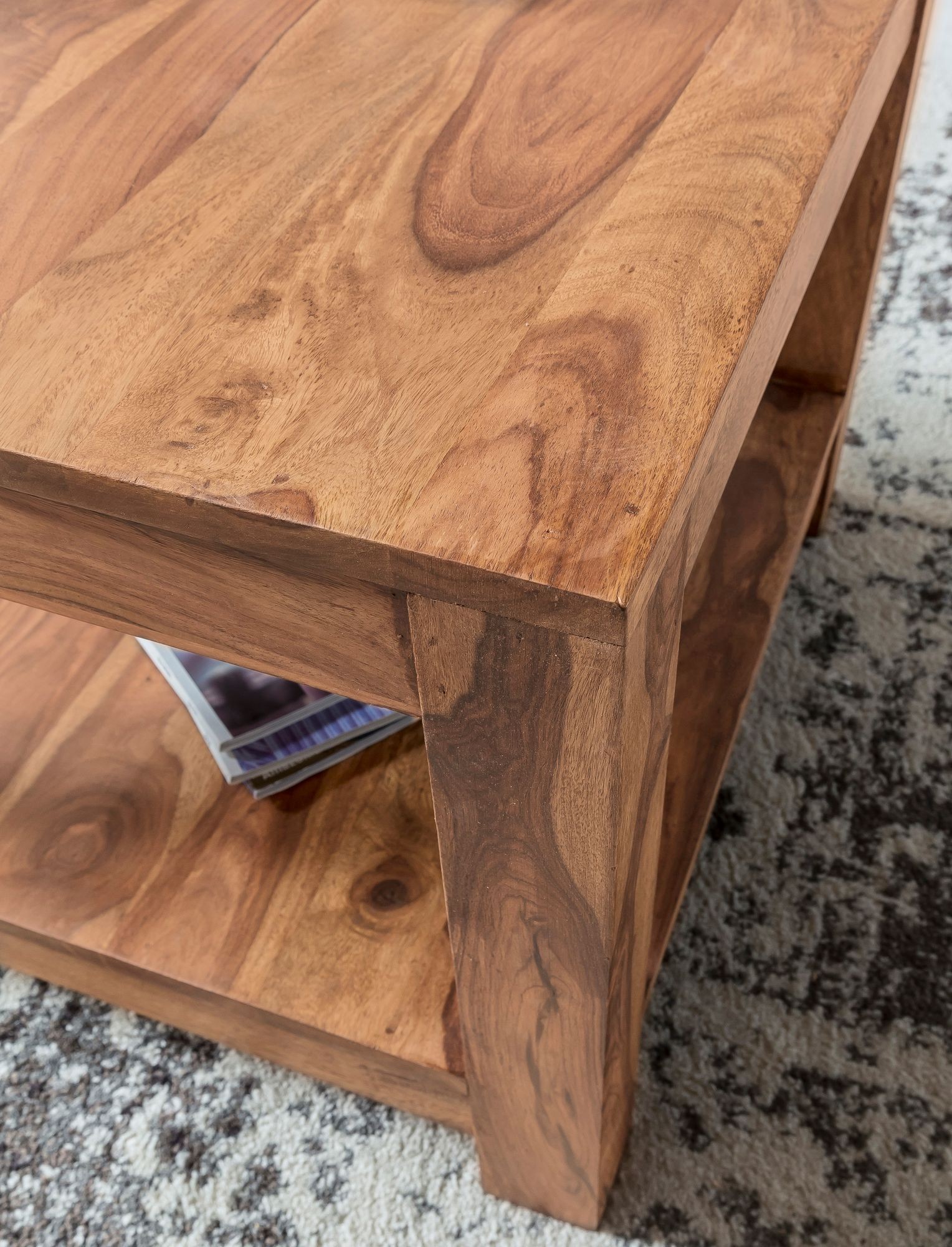 Couchtisch Massiv-Holz Akazie 60 x 60 cm Wohnzimmer-Tisch ...