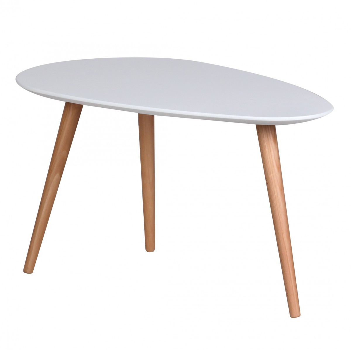 Retro Couchtisch 2 teilig SCANIO MDF Weiß Matt Füße Buche ...