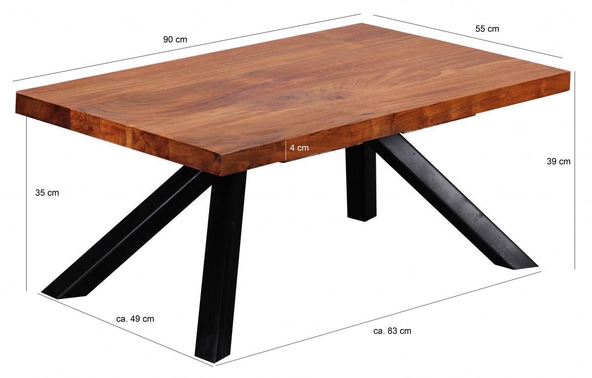 Couchtisch Massiv-Holz Sheesham 90 cm breit Wohnzimmer ...