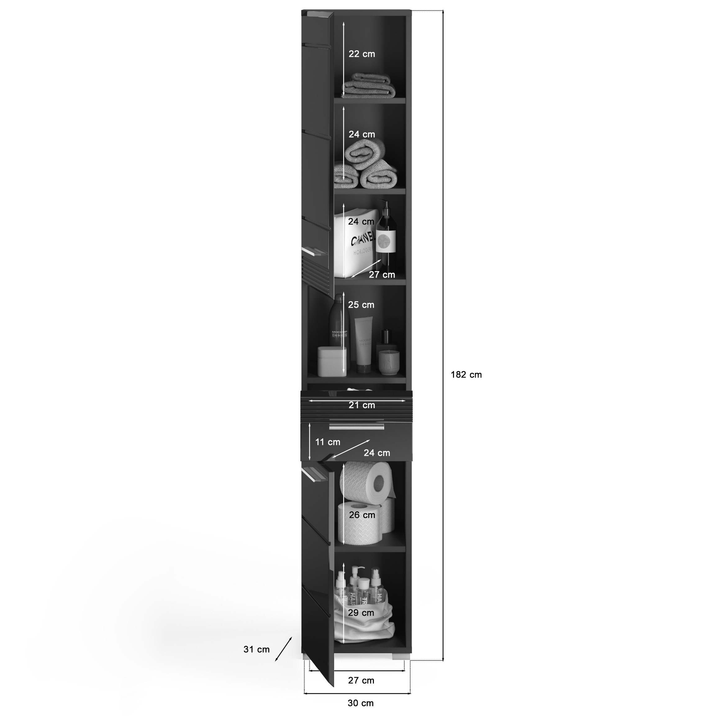 Schrank Schwarz Hochglanz Newfurn