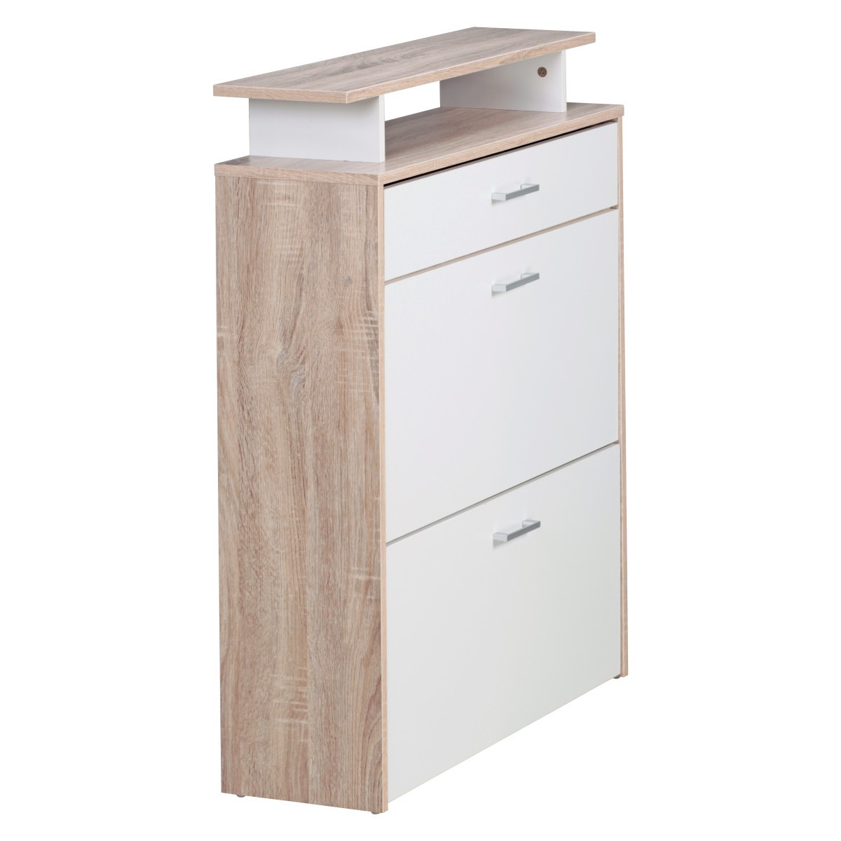 Schuhschrank MDF Sonoma Eiche 80 cm Schuhregal Schuhkipper Design Schuh-Kommode modern Sideboard ...