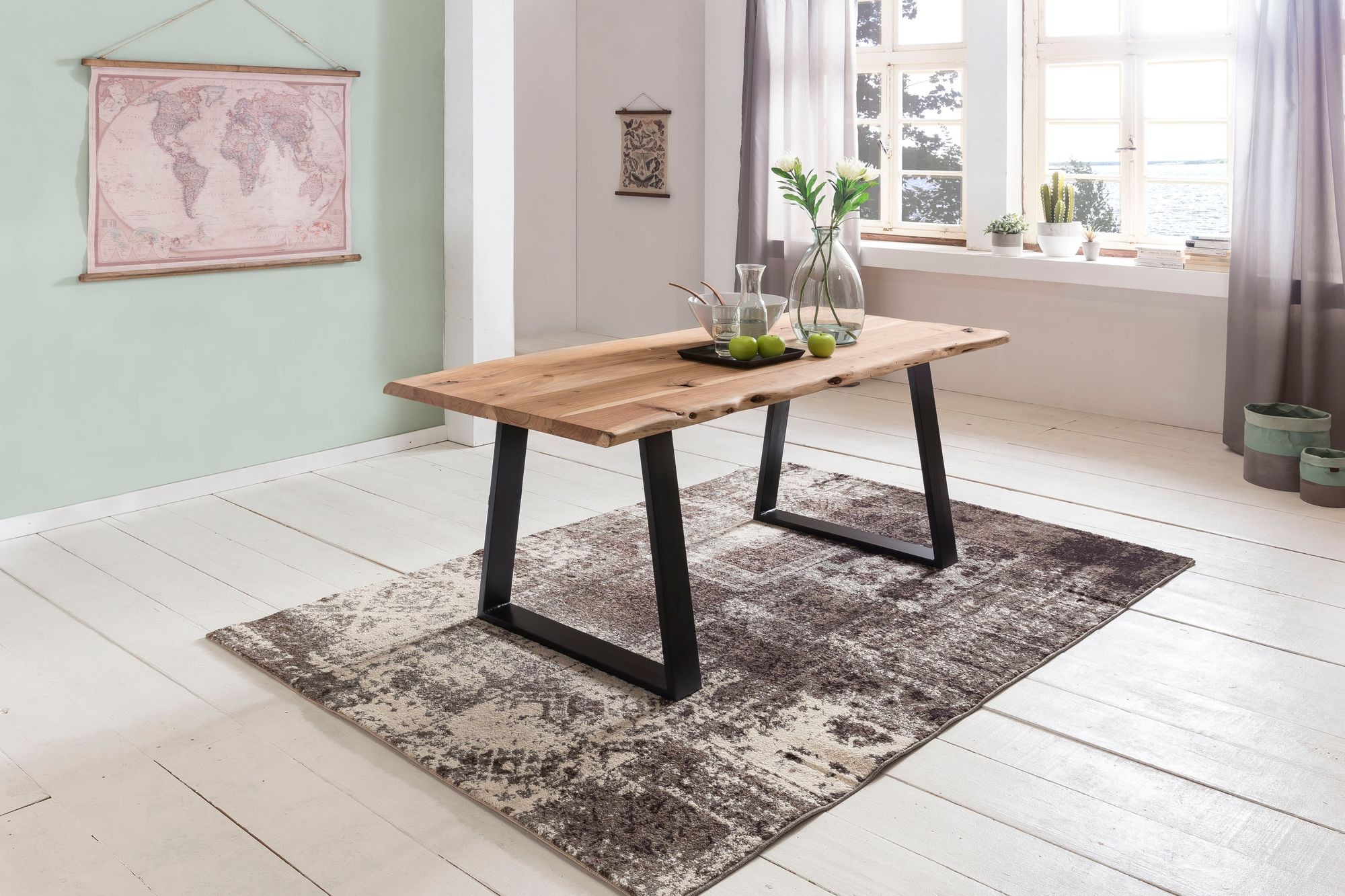 Esszimmertisch Baumstamm Massivholz Akazie 140 x 80 cm Esstisch