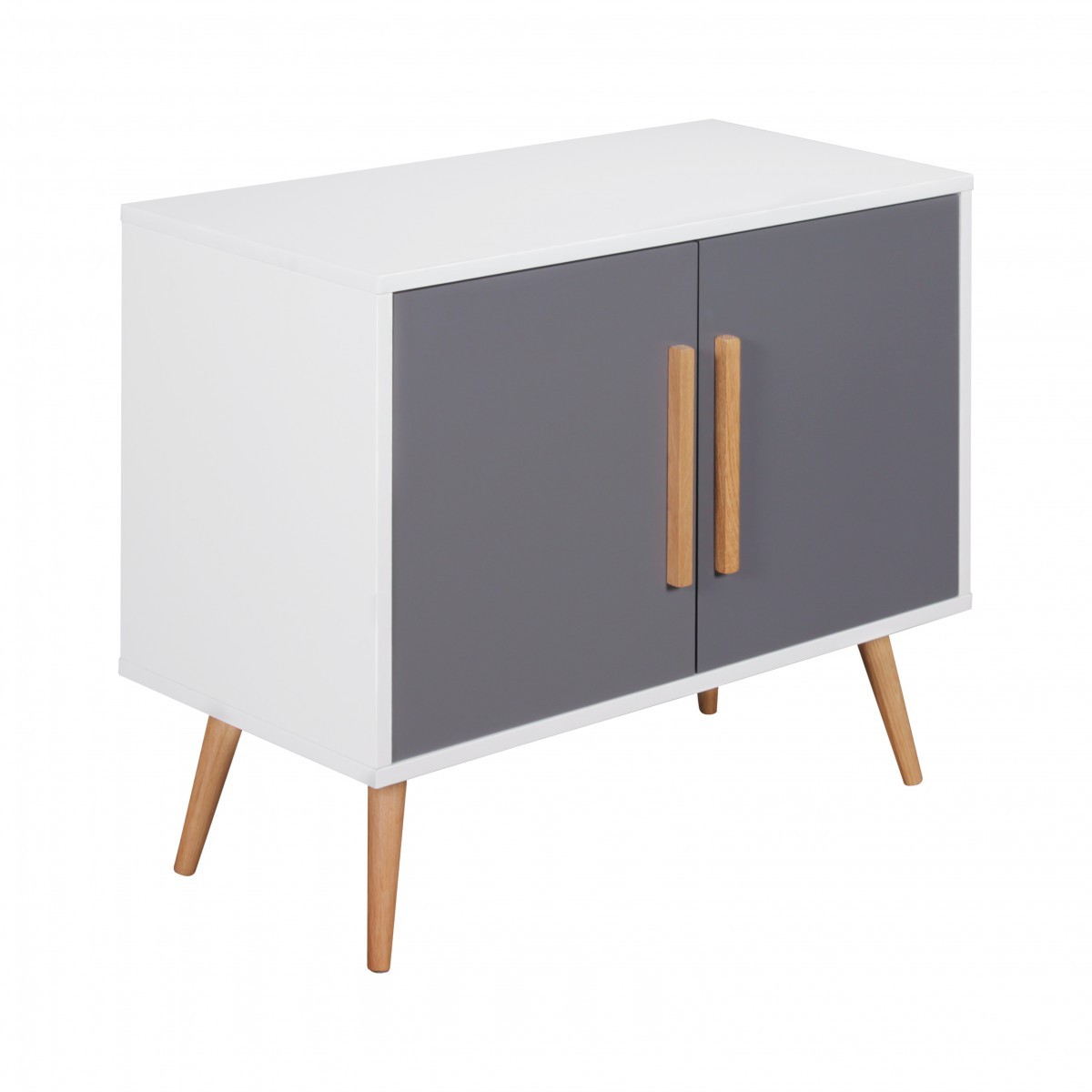 Sideboard 80x70x40 cm Kommode mit 2 Türen Schlafzimmerkommode weiß/grau