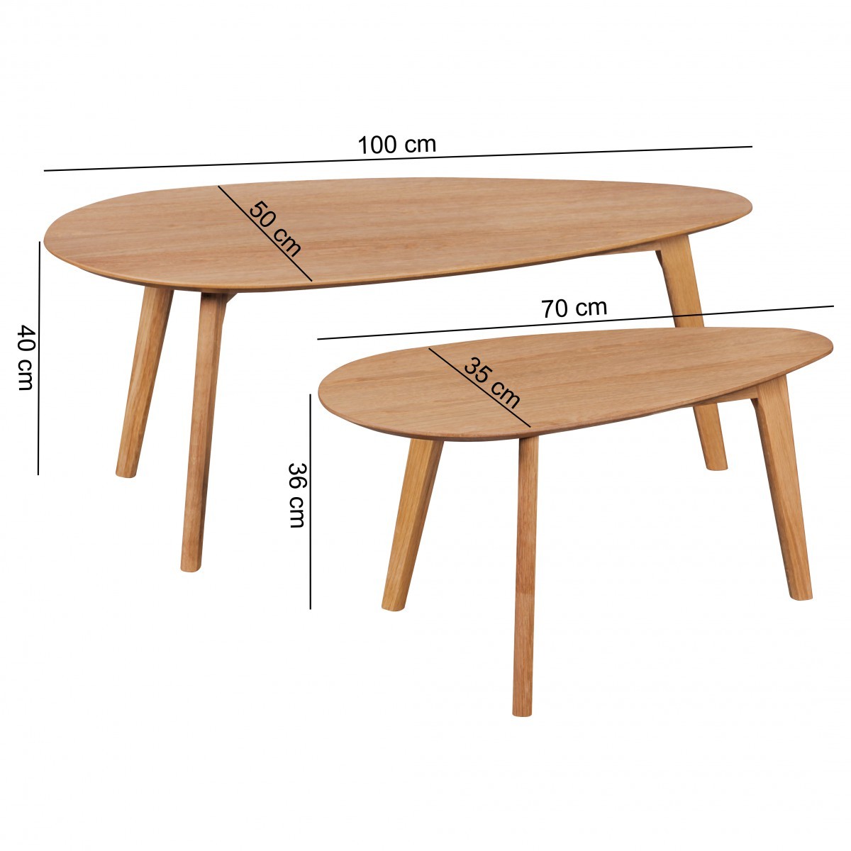 Satztisch Couchtisch MDF Holz Eiche 2-teilig ...