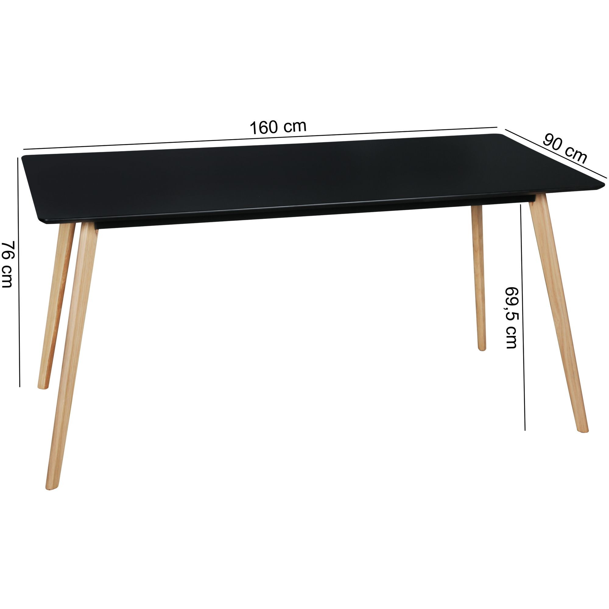 Esszimmertisch 160 x 76 x 90 cm MDF Holz Esstisch mit Tischplatte in