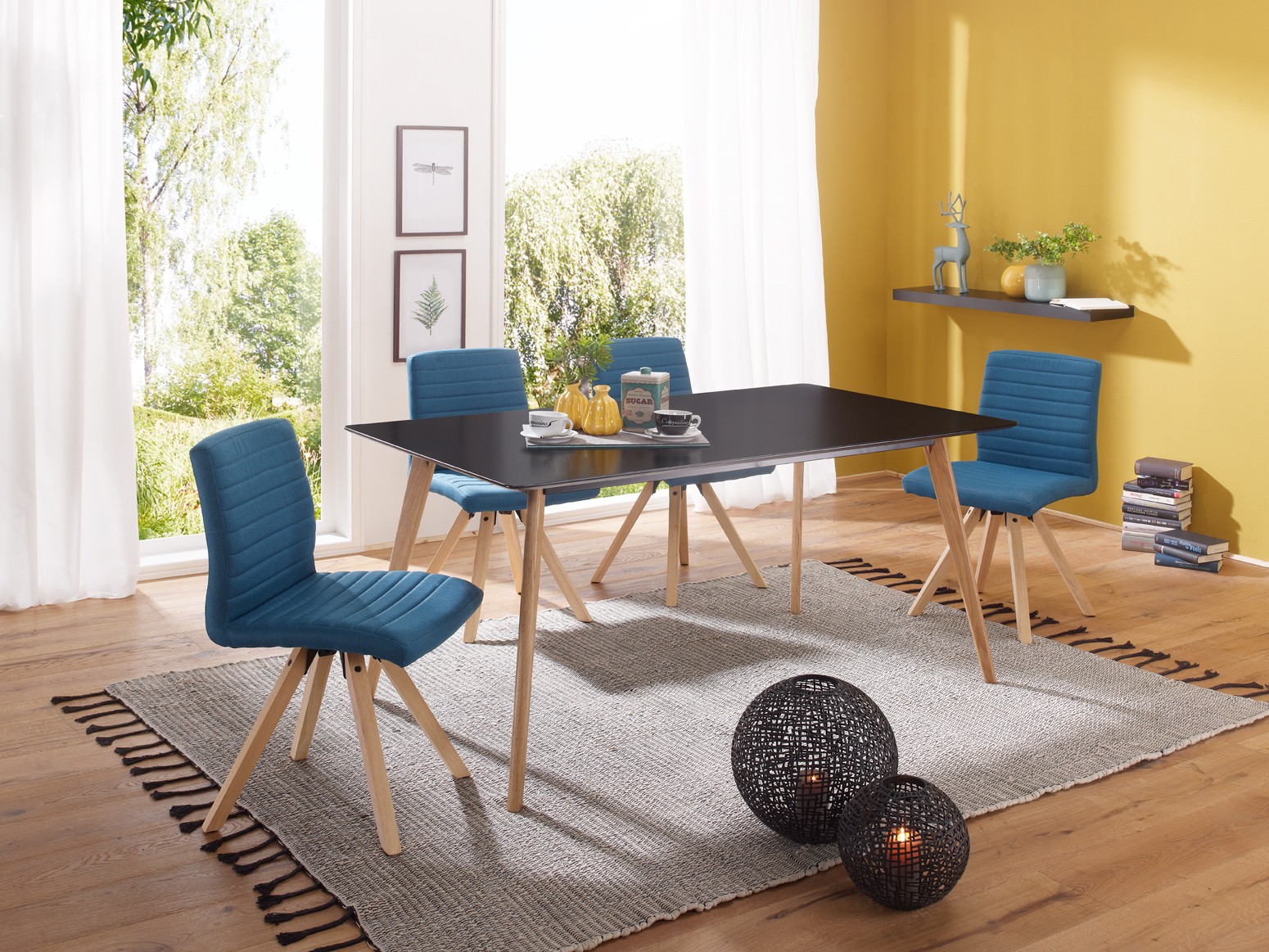 Esszimmertisch 160 x 76 x 90 cm MDF Holz Esstisch mit Tischplatte in