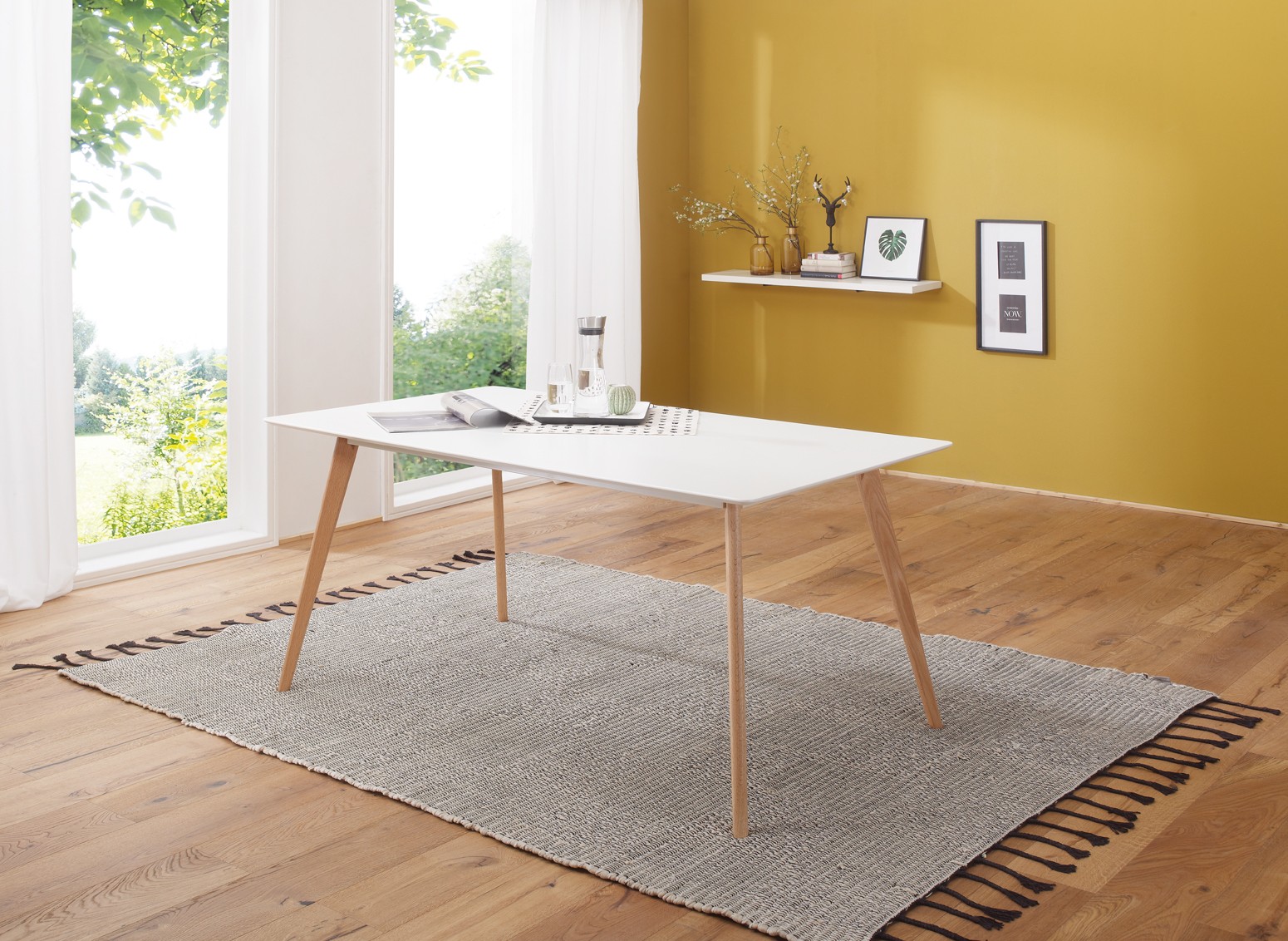 Esszimmertisch 160 x 76 x 90 cm MDF Holz Esstisch mit Tischplatte in