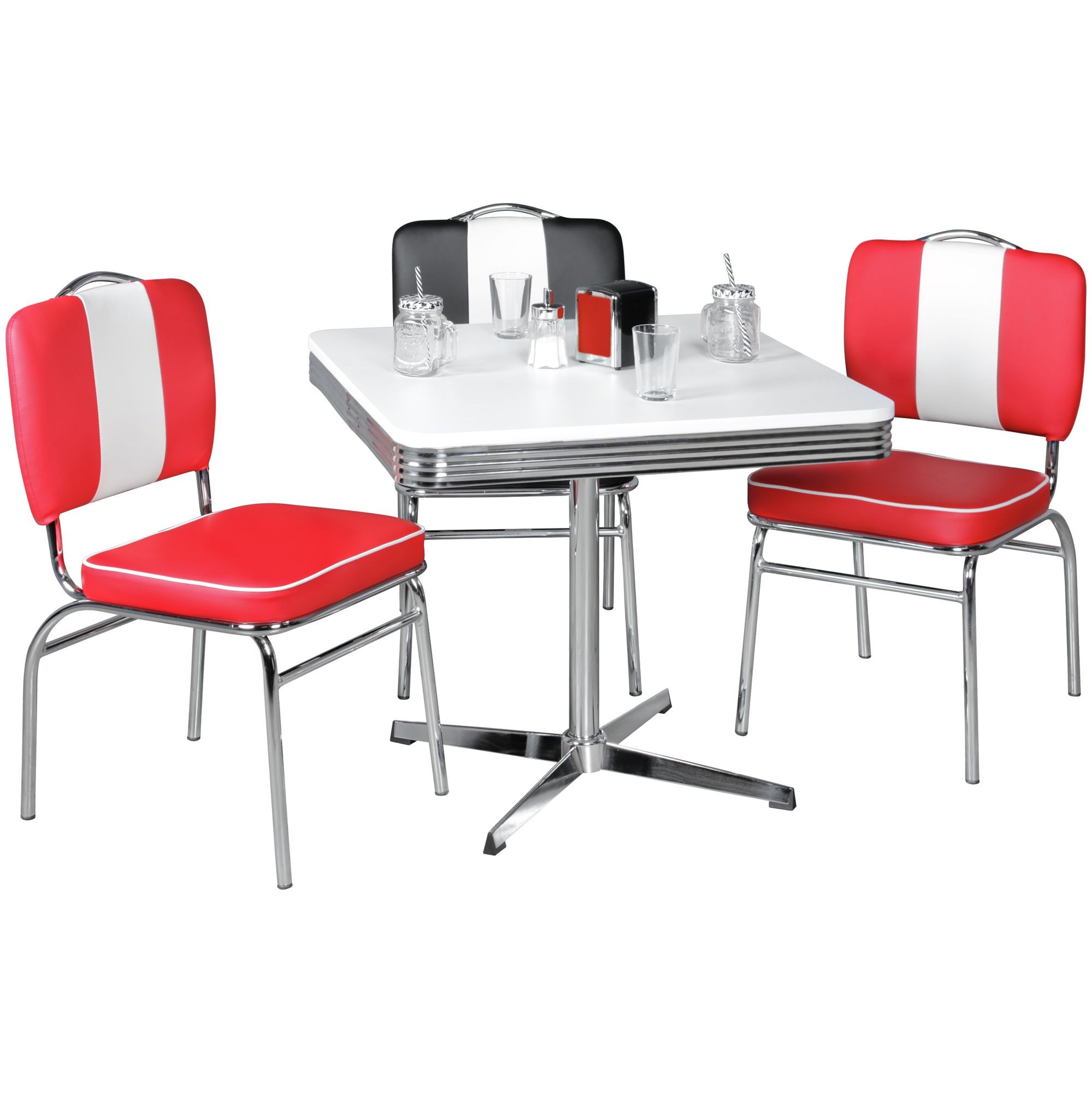 Esstisch 80 cm American Diner MDF Holz & Alu Esszimmertisch Design