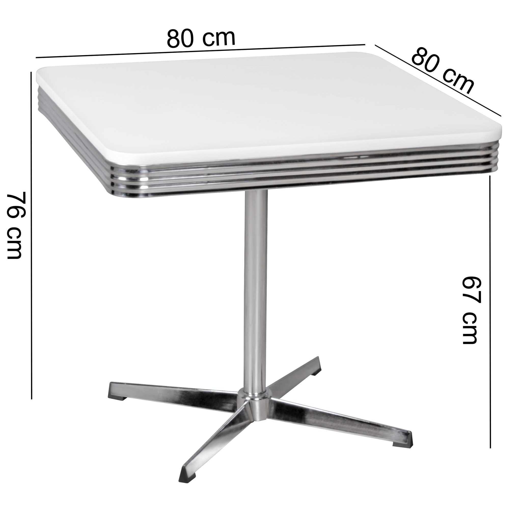 Esstisch 80 cm American Diner MDF Holz & Alu Esszimmertisch Design