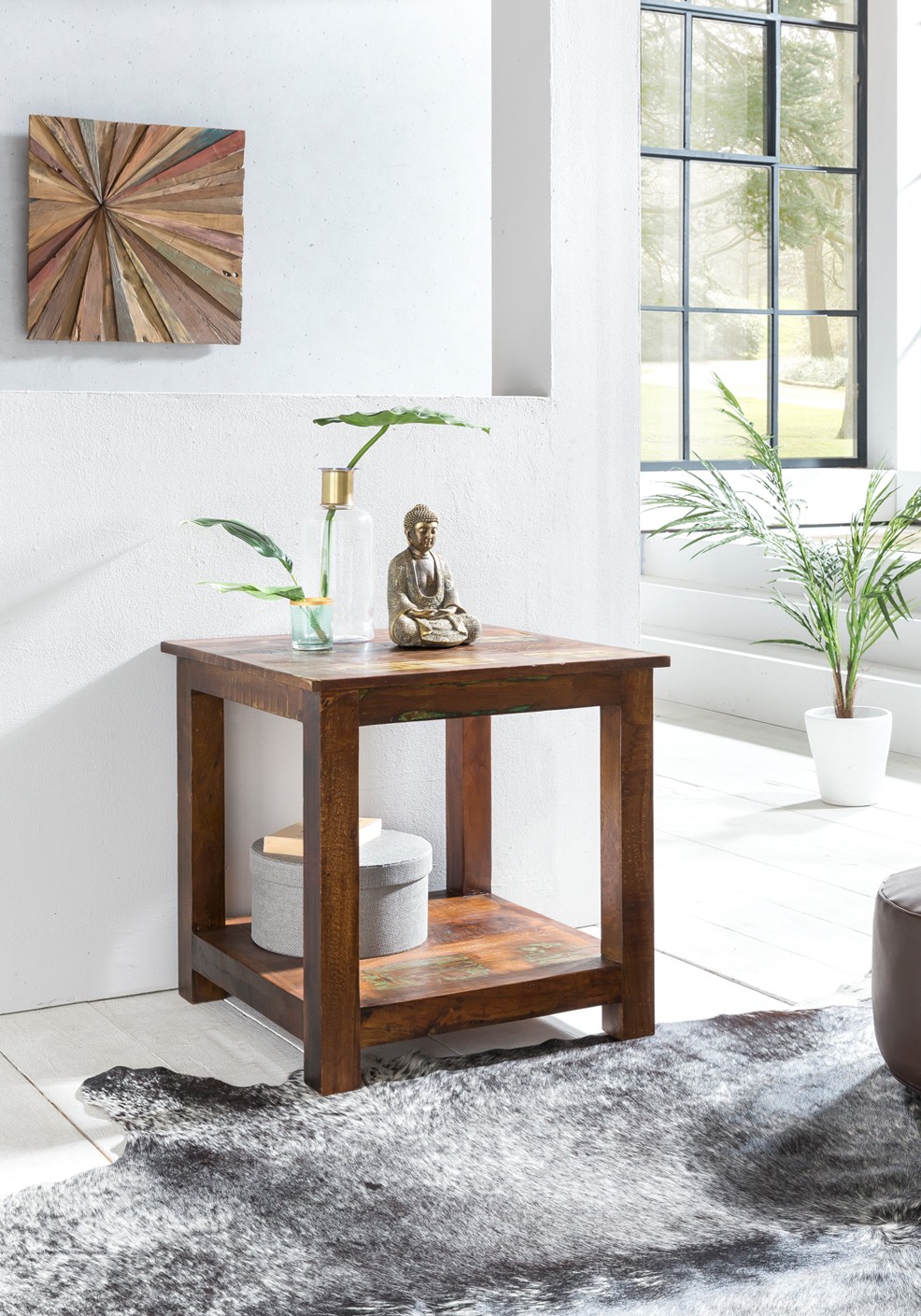 Shabby-Chic Beistelltisch mit 2 Ablageflächen dunkelbraun - Design