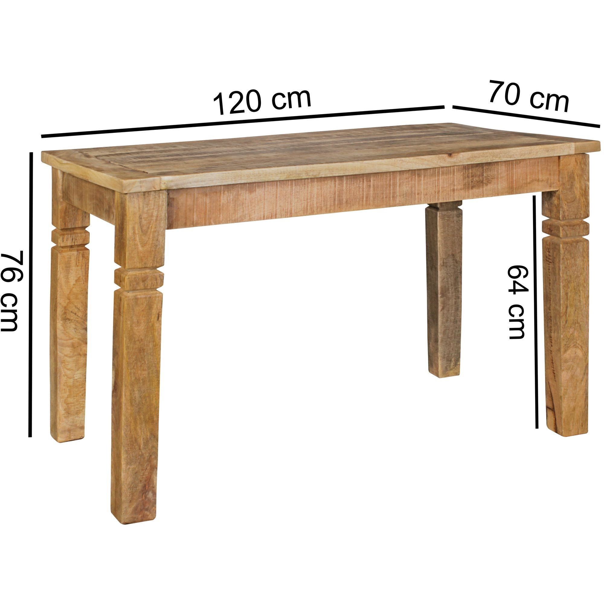 Esszimmertisch 120 x 70 x 76 cm Mango Massiv-Holz - Design Landhaus