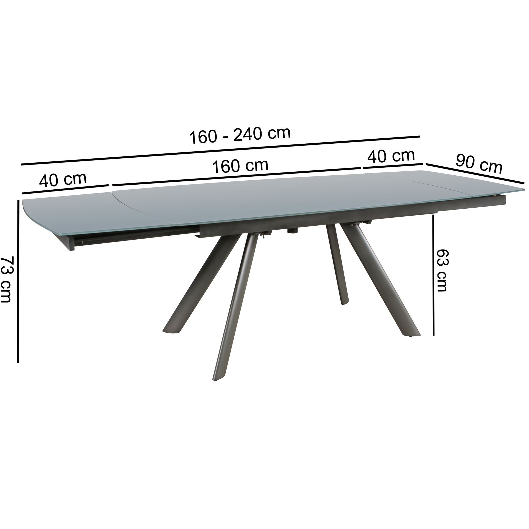 WOHNLING Esszimmertisch 160 - 240 cm ausziehbar dunkelgrau ...