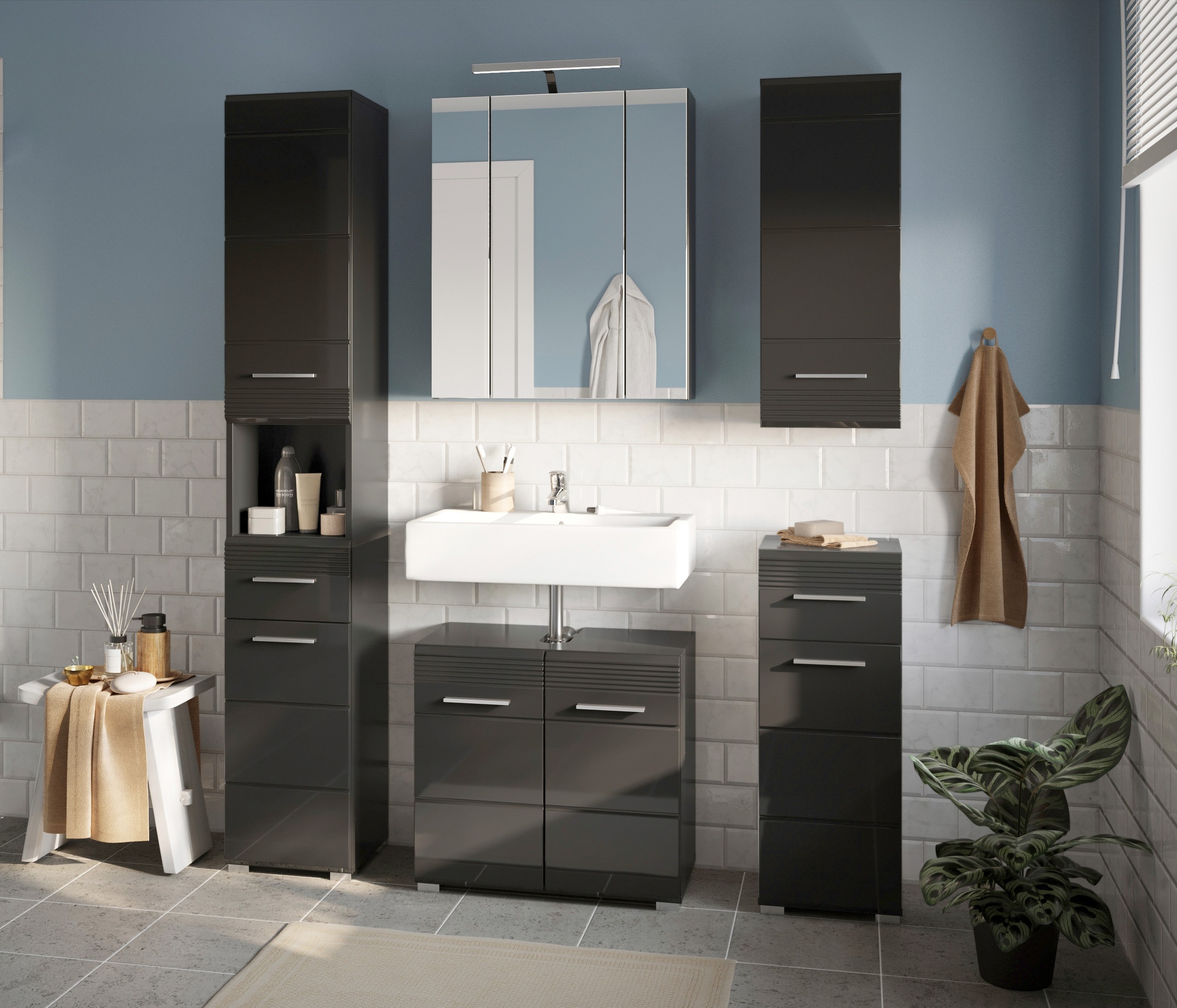 Kommode Schwarz Hochglanz Newfurn