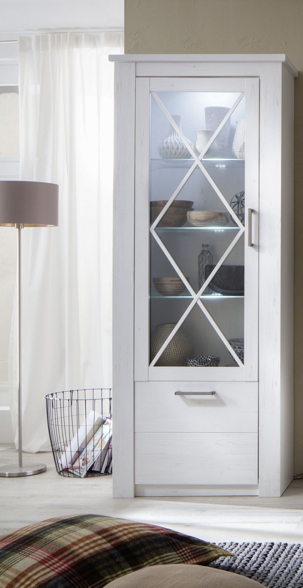  Carolina.five  - Vitrine Pinie Weiß Struktur Newfurn
