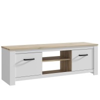 TV Lowboard Weiß Matt und Bianco Eiche