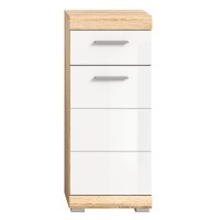Standschrank Sonoma Eiche hell weiß Hochglanz