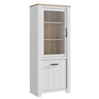 Vitrine Weiß Matt und Bianco Eiche