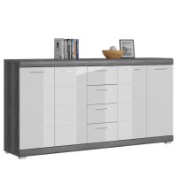 Sideboard Rauchsilber Weiß Hochglanz