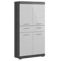Schrank Rauchsilber Weiß Hochglanz