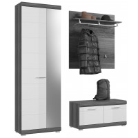 Garderoben Set Weiß Hochglanz Rauchsilber