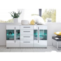[ Luca.four ] - Sideboard mit Weiß Hochglanz             