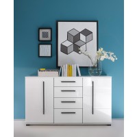 [ Luca.five ] - Sideboard mit Weiß Hochglanz             