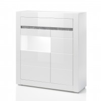 [ Finn.three ] - Vitrine mit Weiß Hochglanz             