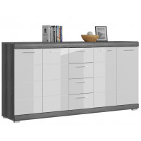 Kommode Weiß Hochglanz Rauchsilber